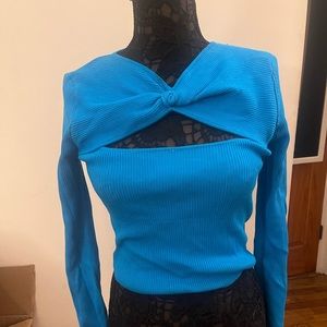 Zara bright teal ribbed top